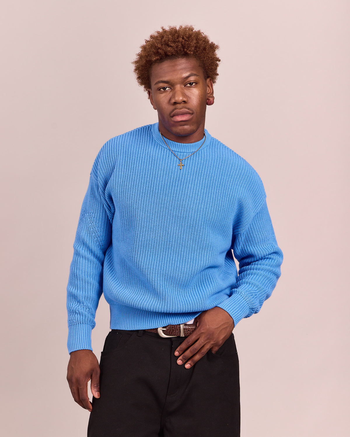 Fisherman O Neck Knit - Blue