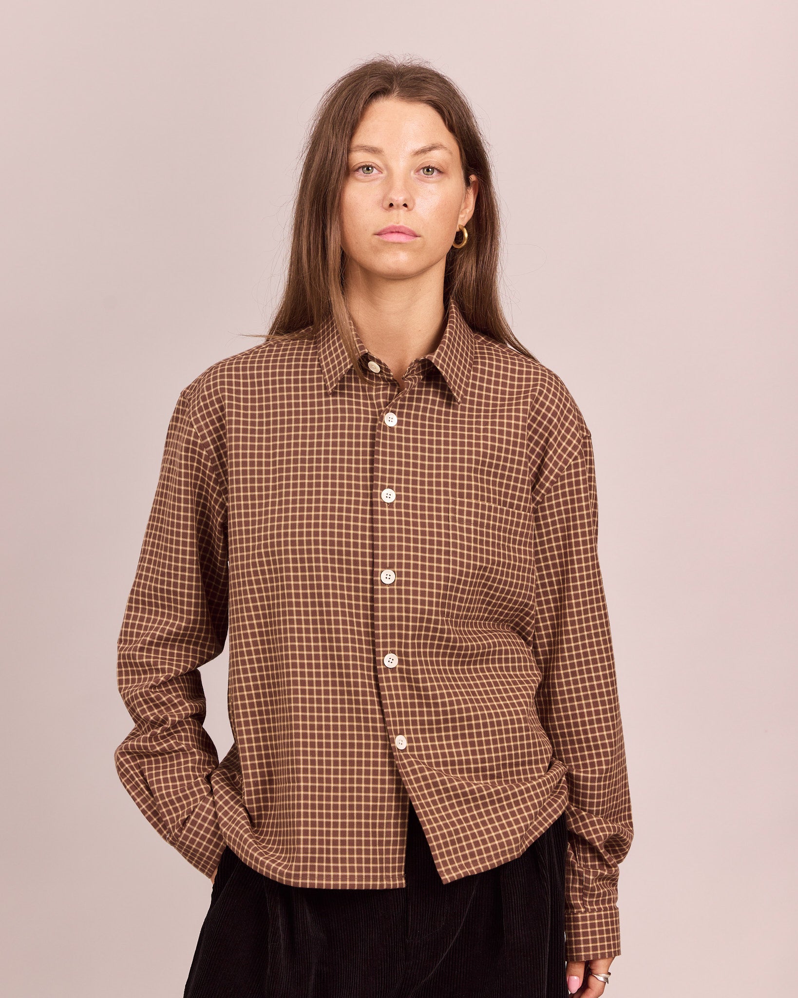 LS Checkered Shirt - Brown/Orange