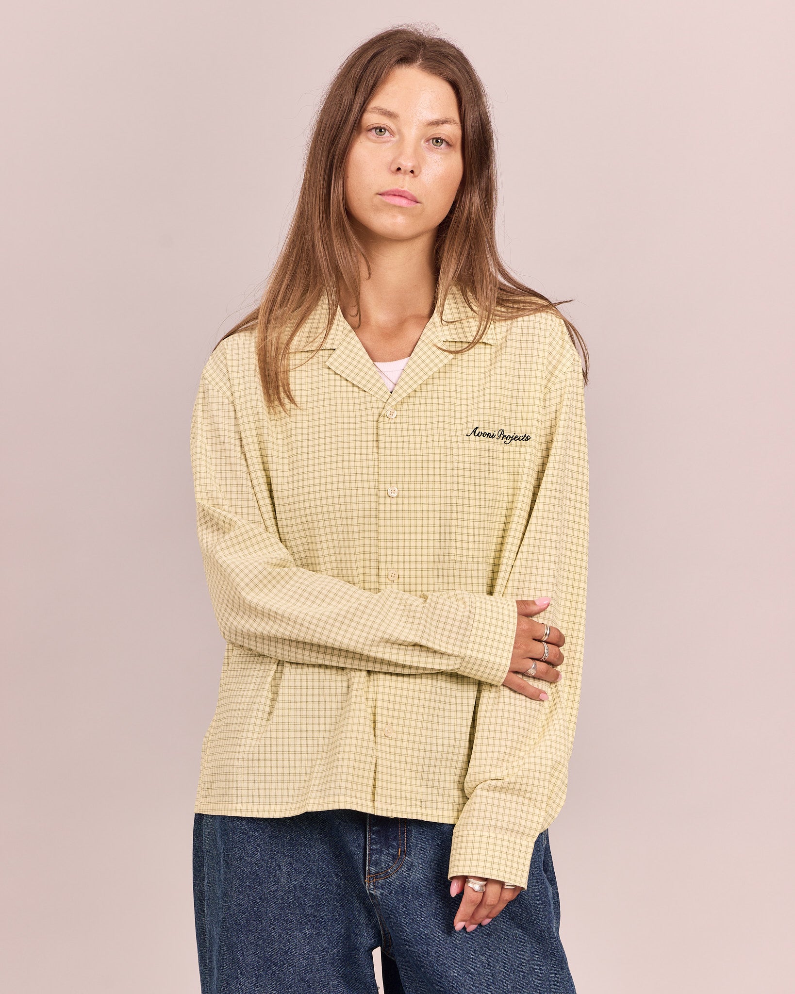 LS Checkered Shirt - Off White/Shadow Moss