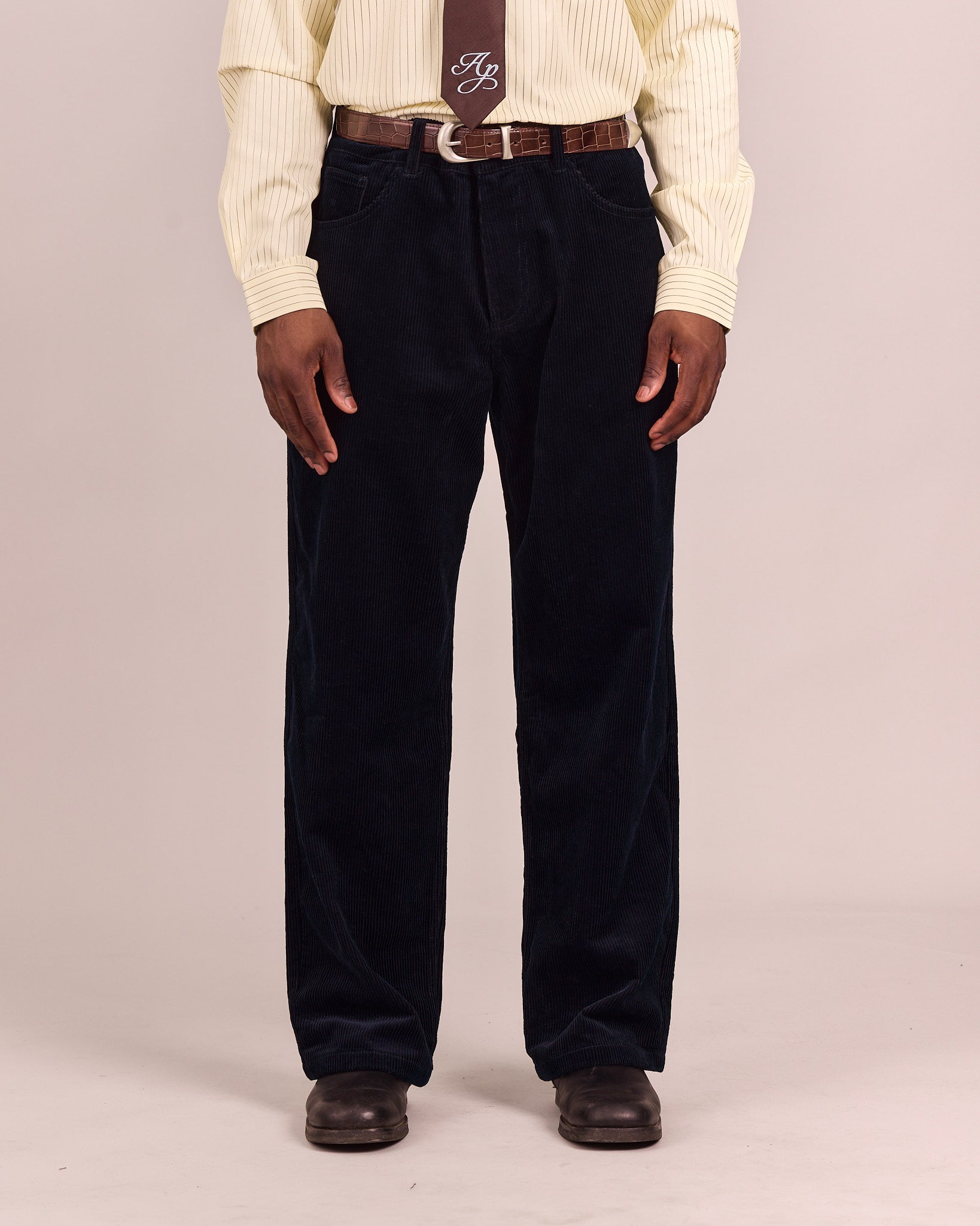 Straight Corduroy Pants - Navy