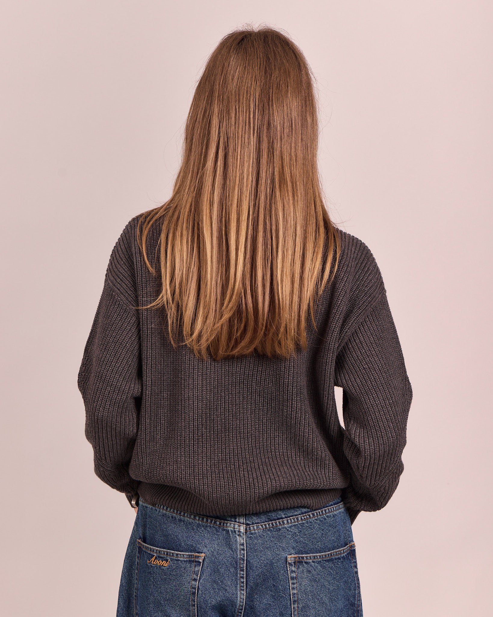 Fisherman O Neck Knit - Charcoal