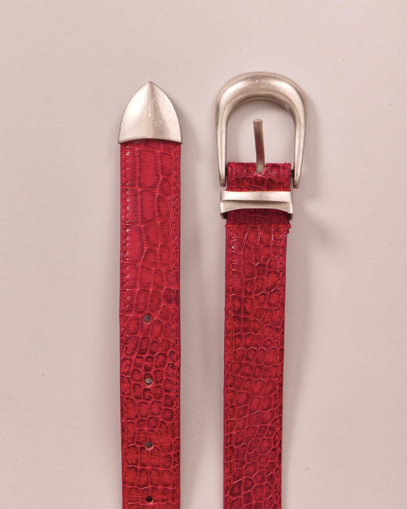 Leather Belt - Red Croc