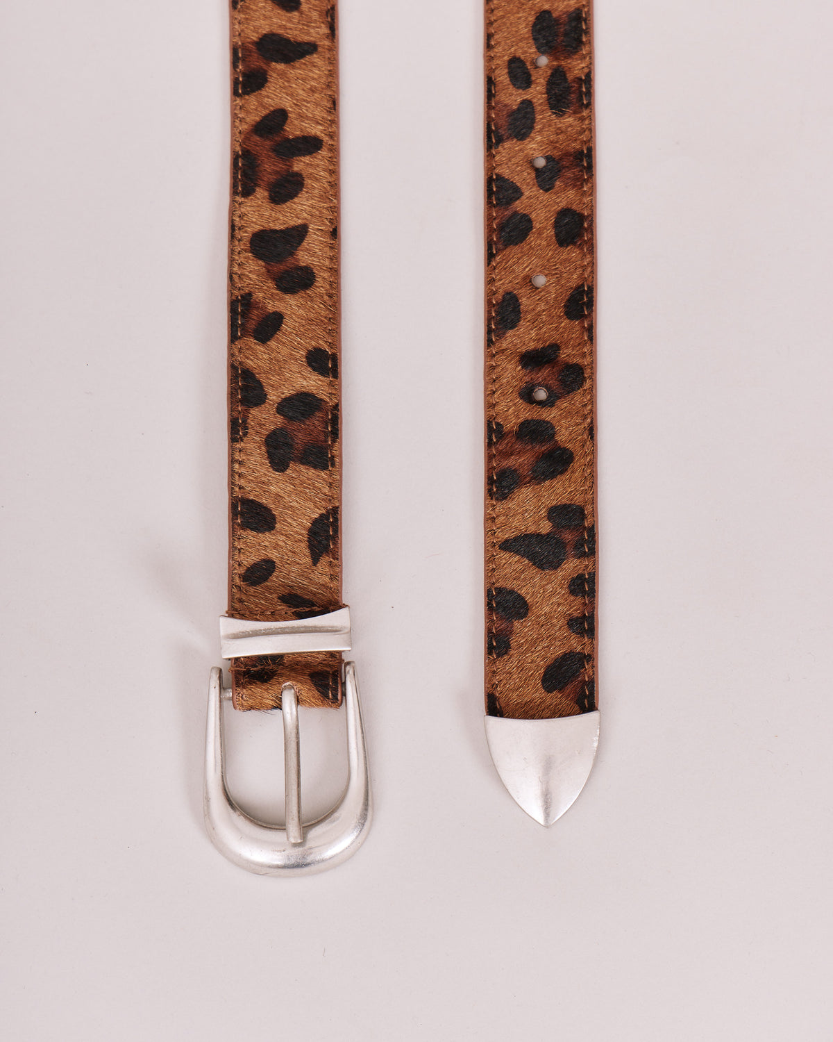 Leather Belt - Leopard Cow Hair