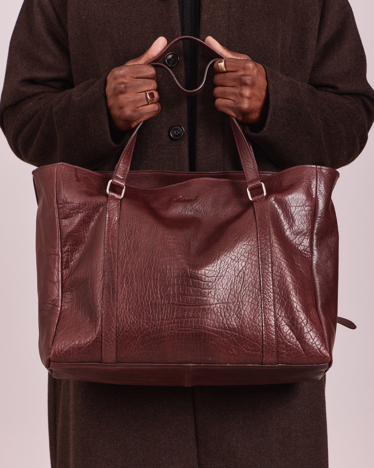 High Gloss Leather Bag - Mahogany