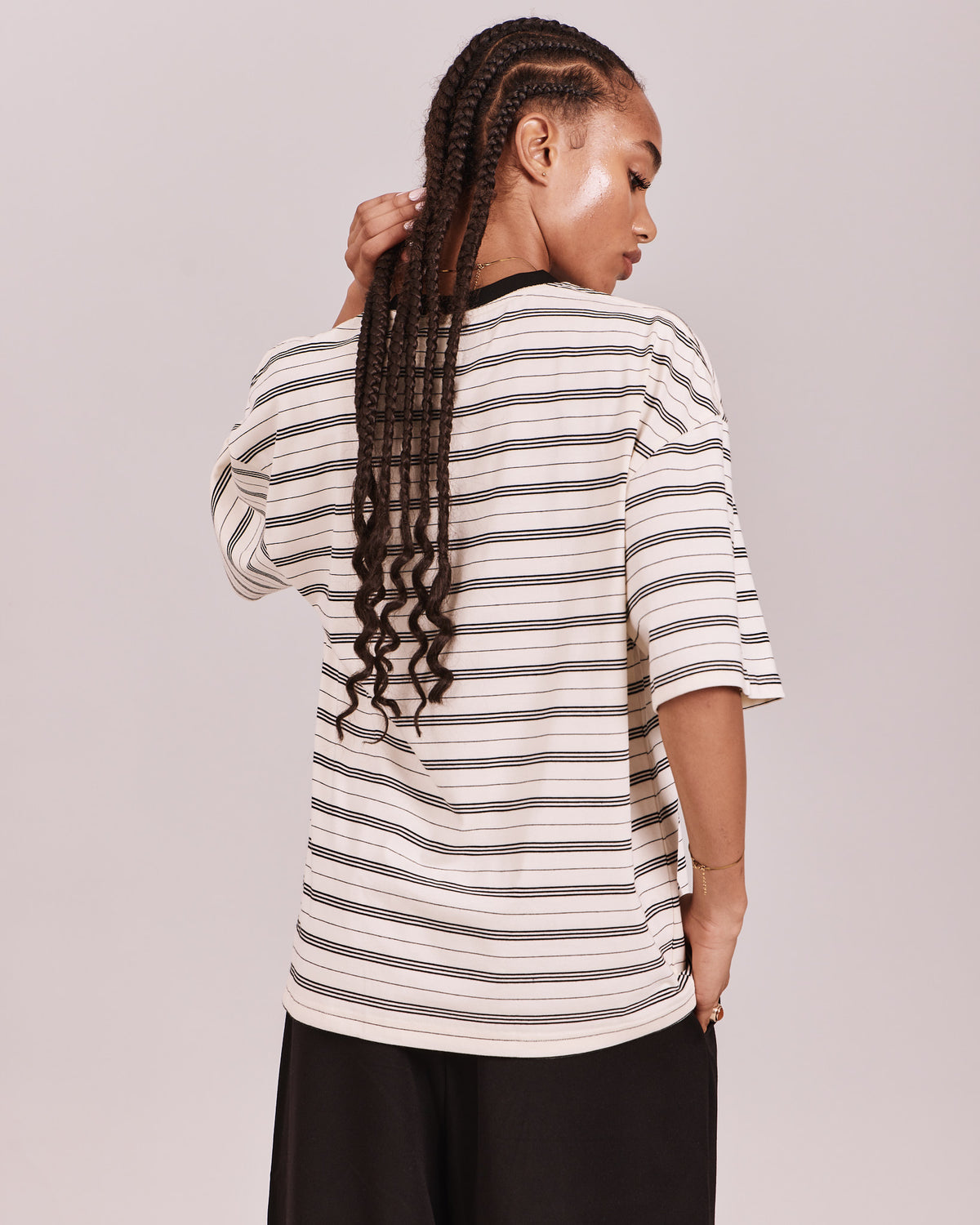 SS Boxy Tee - White Stripe