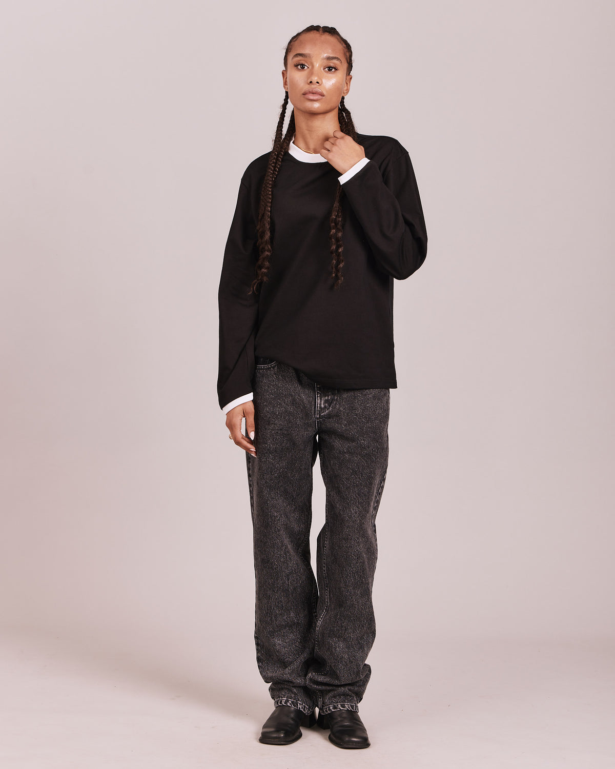 LS Ringer Tee - Black/White