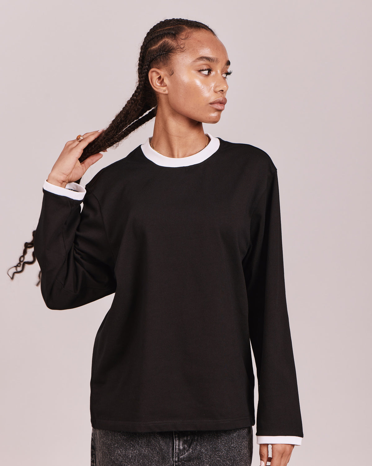 LS Ringer Tee - Black/White