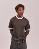 SS Ringer Tee - Charcoal/Baby Blue