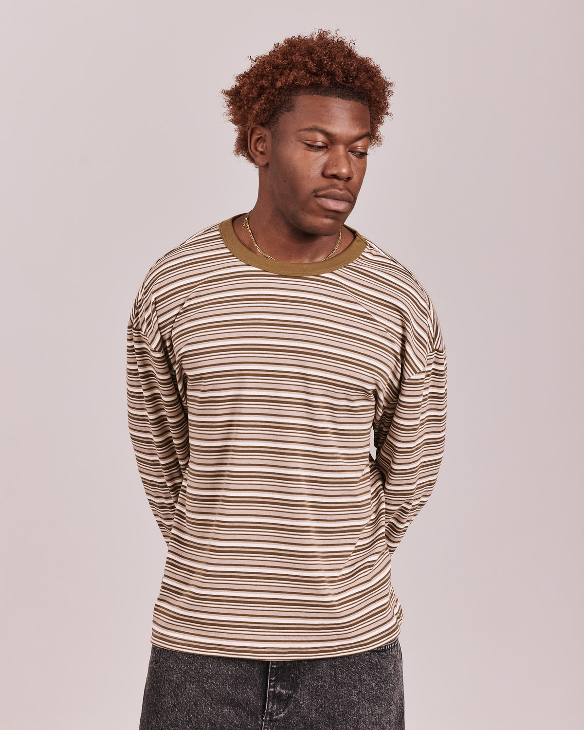 LS Classic Tee - Green/Grey Stripe