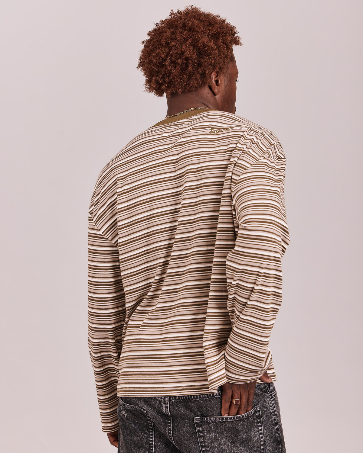 LS Classic Tee - Green/Grey Stripe