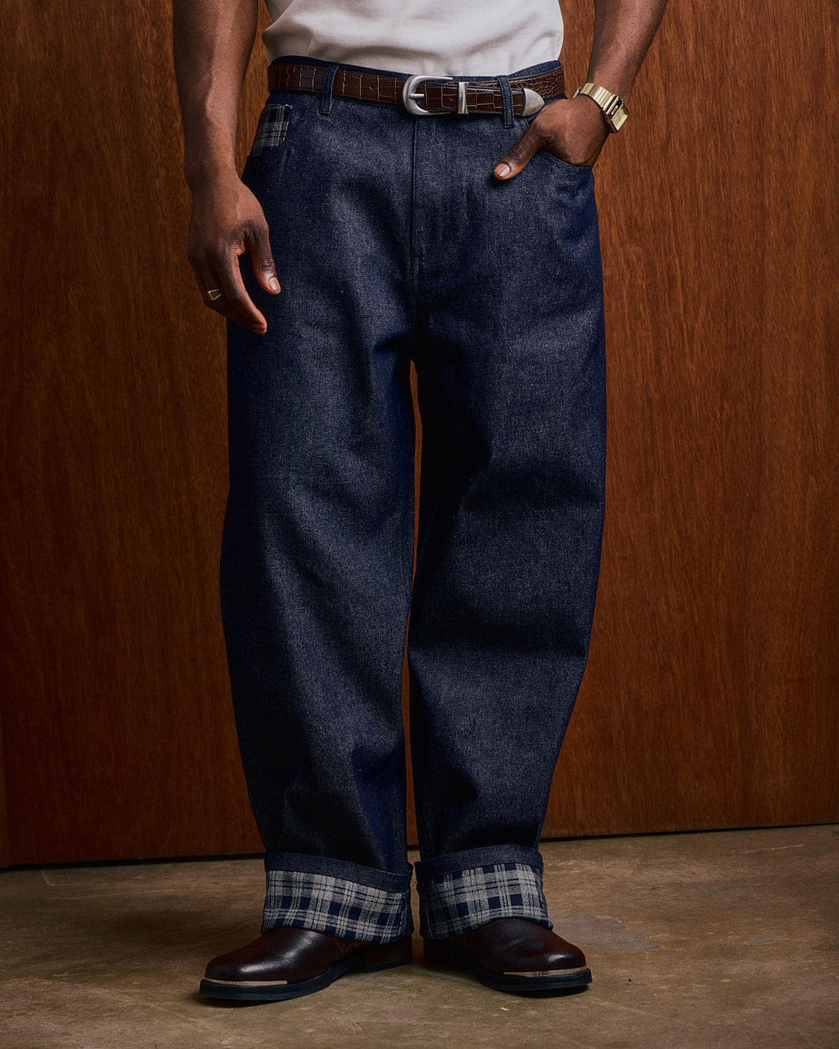 Baggy Jeans - Indigo/Navy Check