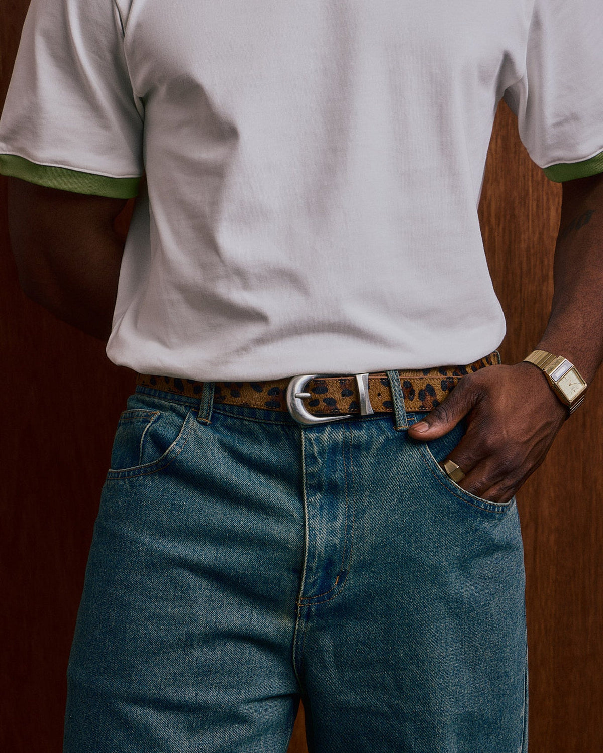 Leather Belt - Leopard Cow Hair