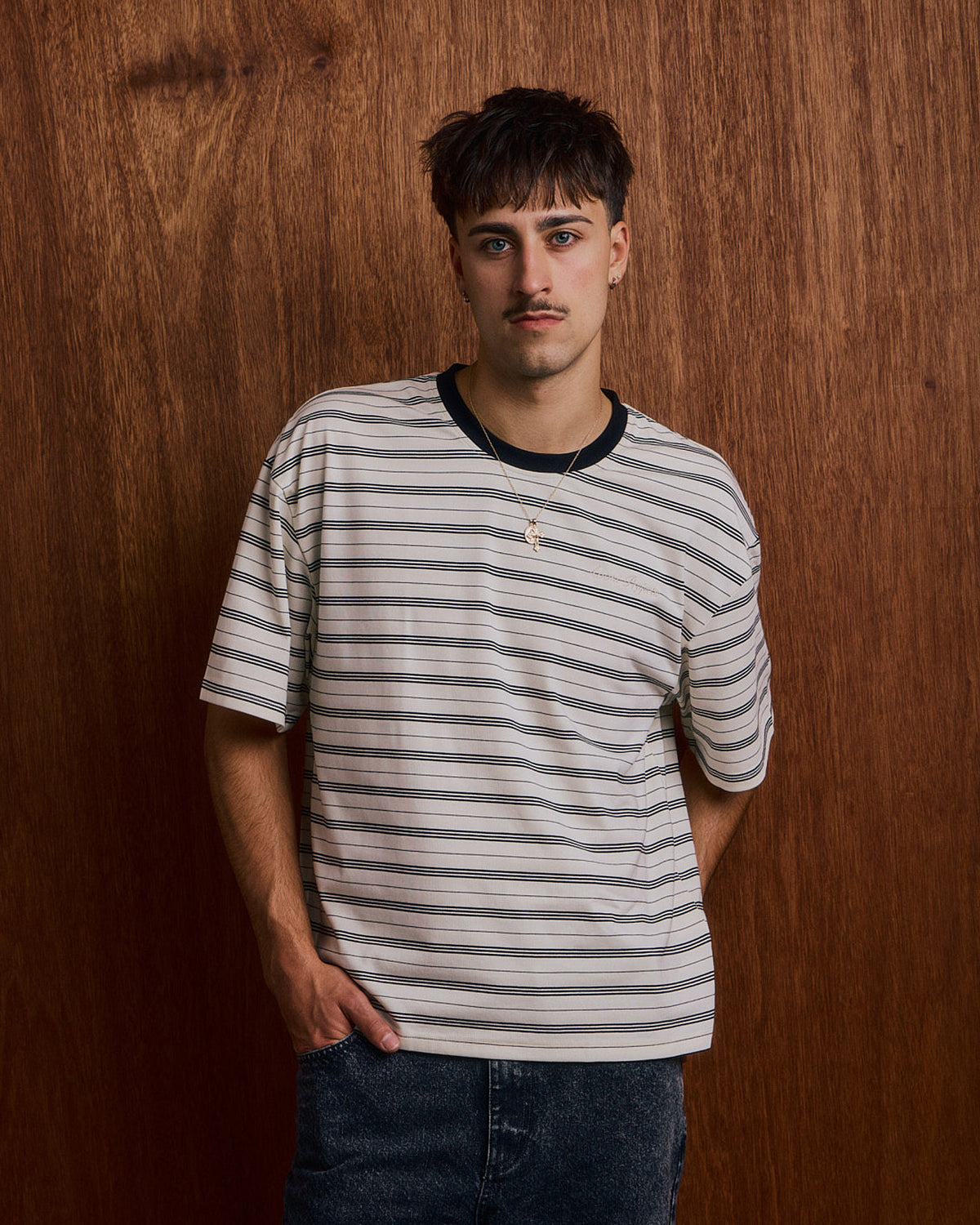 SS Boxy Tee - White Stripe