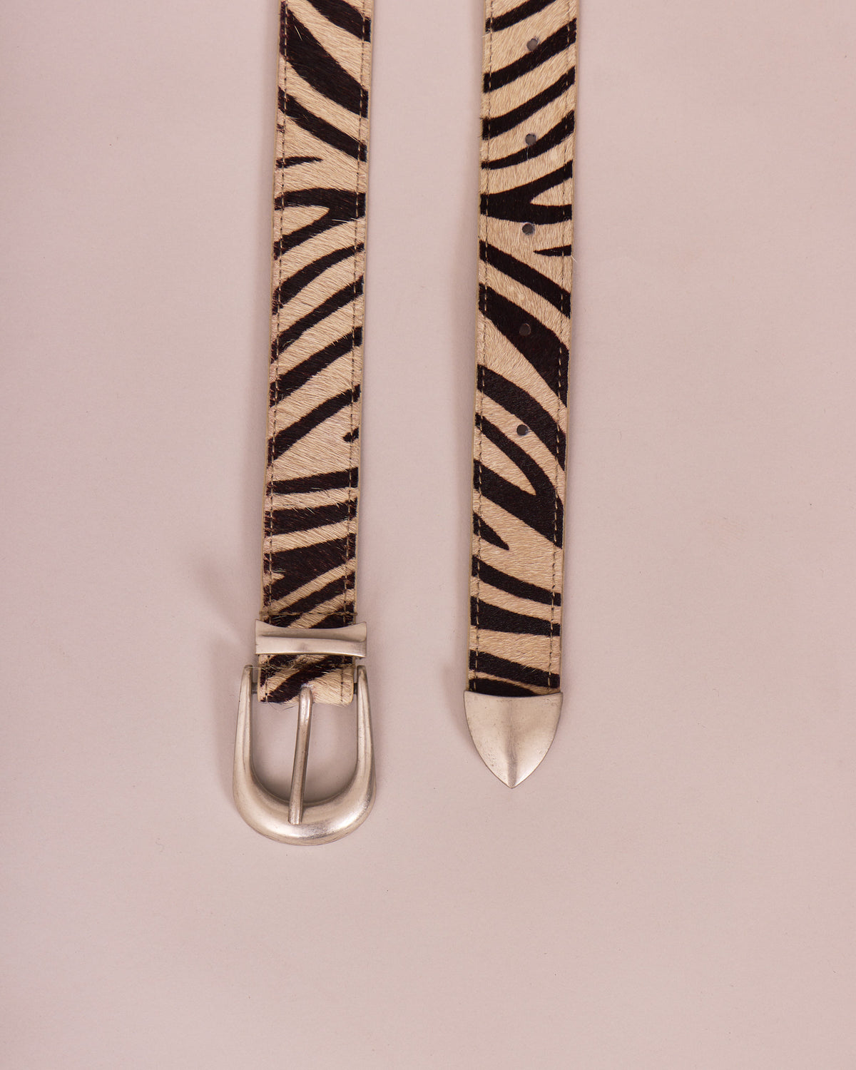 Leather Belt - Zebra Cow Hair