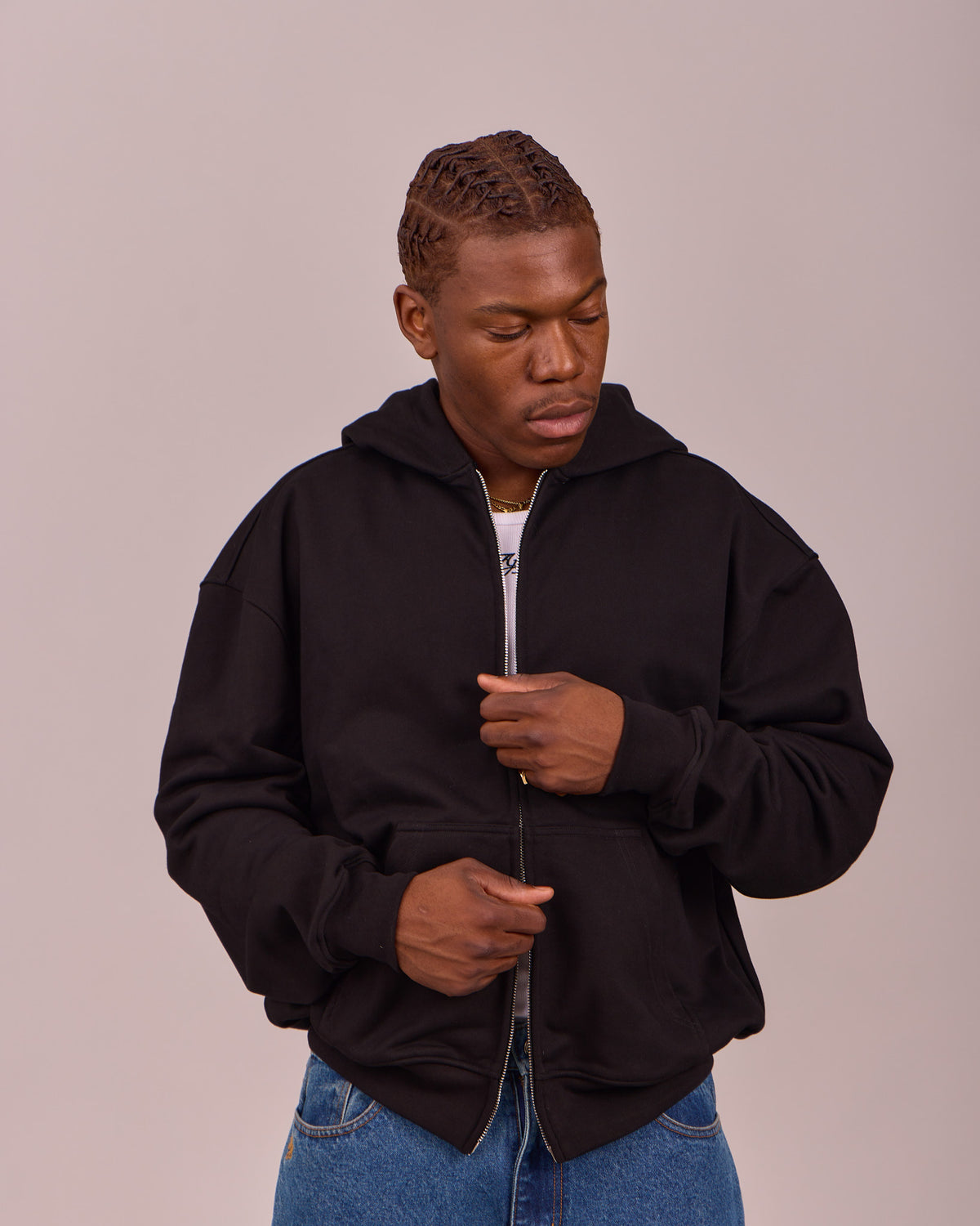 Essential Zip Hoodie - Black