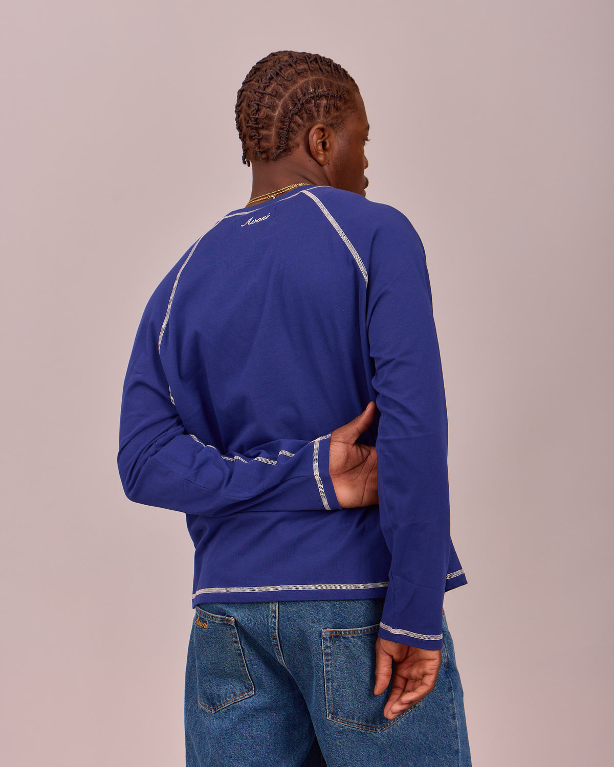 LS Classic Flatlock Tee - Navy/Off White