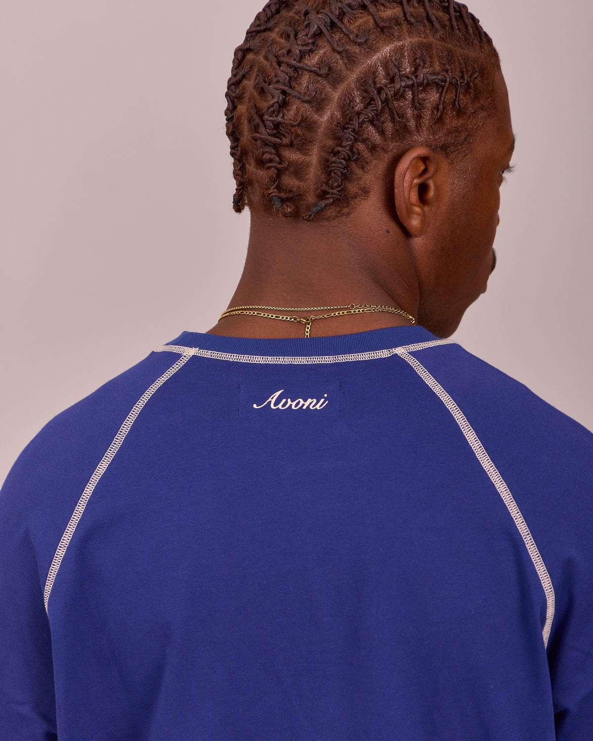LS Classic Flatlock Tee - Navy/Off White