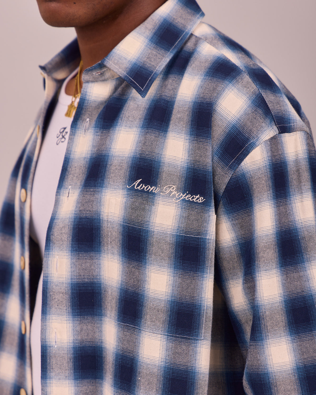 LS Checkered Shirt - Faded Teal Blue