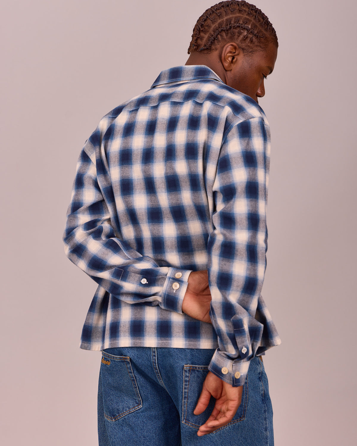 LS Checkered Shirt - Faded Teal Blue