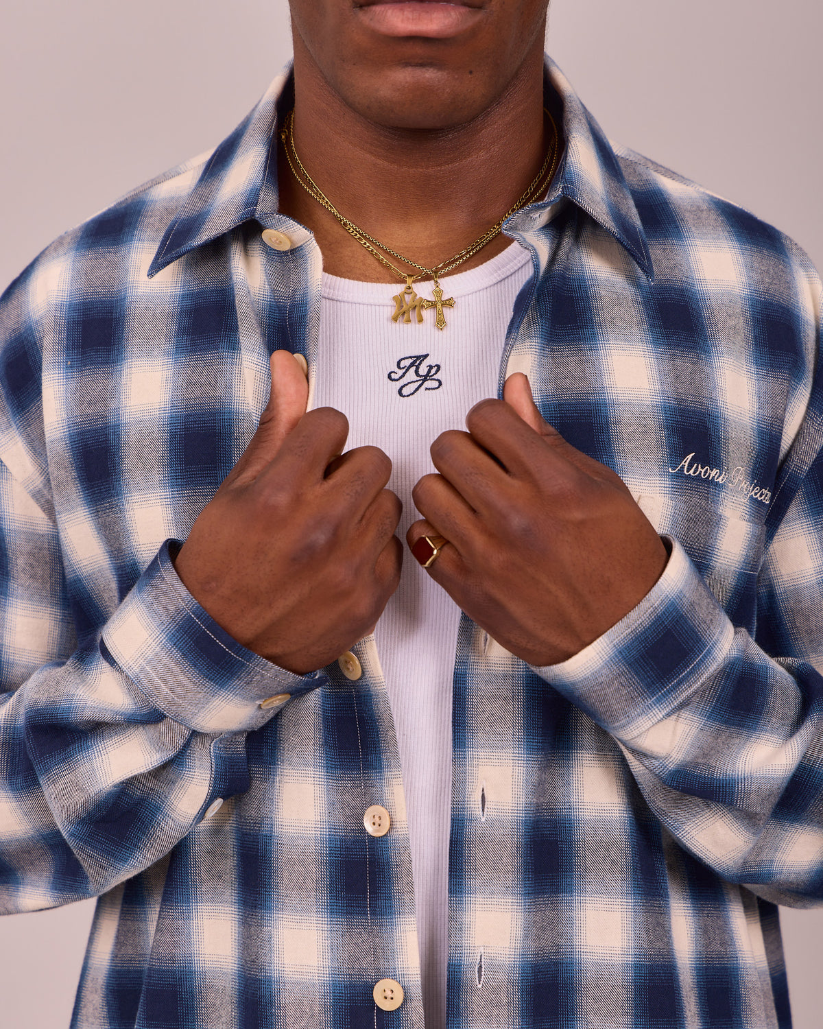 LS Checkered Shirt - Faded Teal Blue