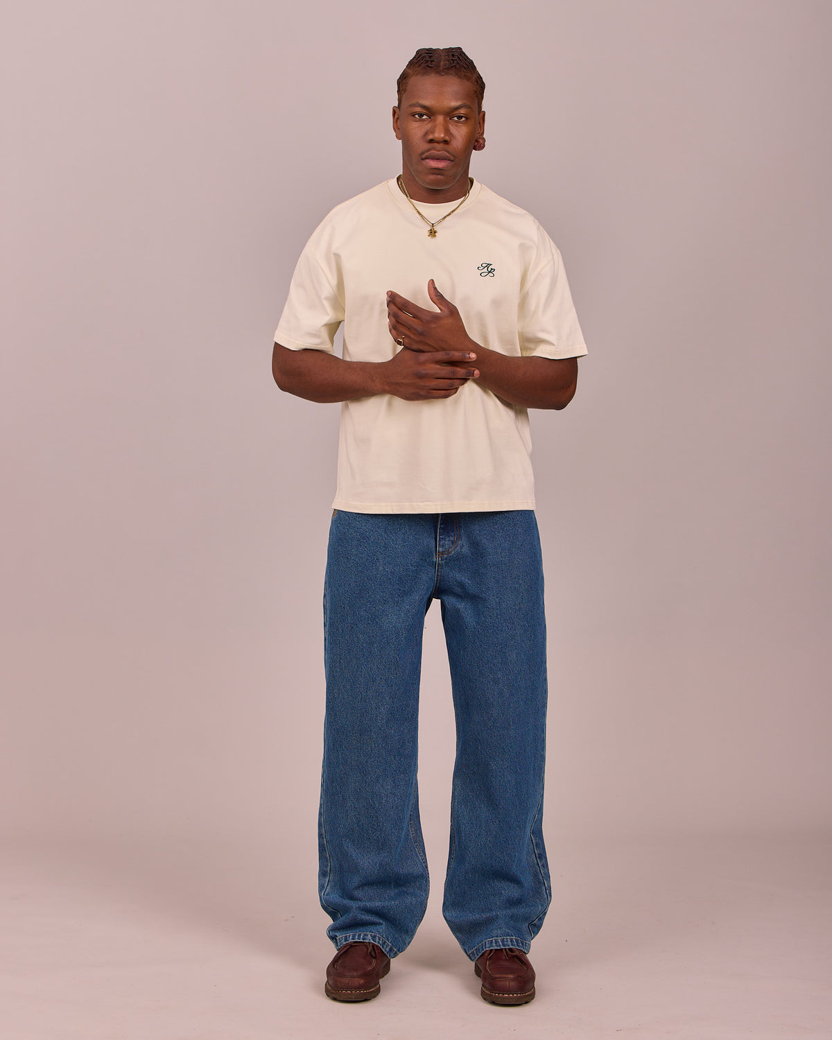 SS Classic Essential Tee - Off White/Green