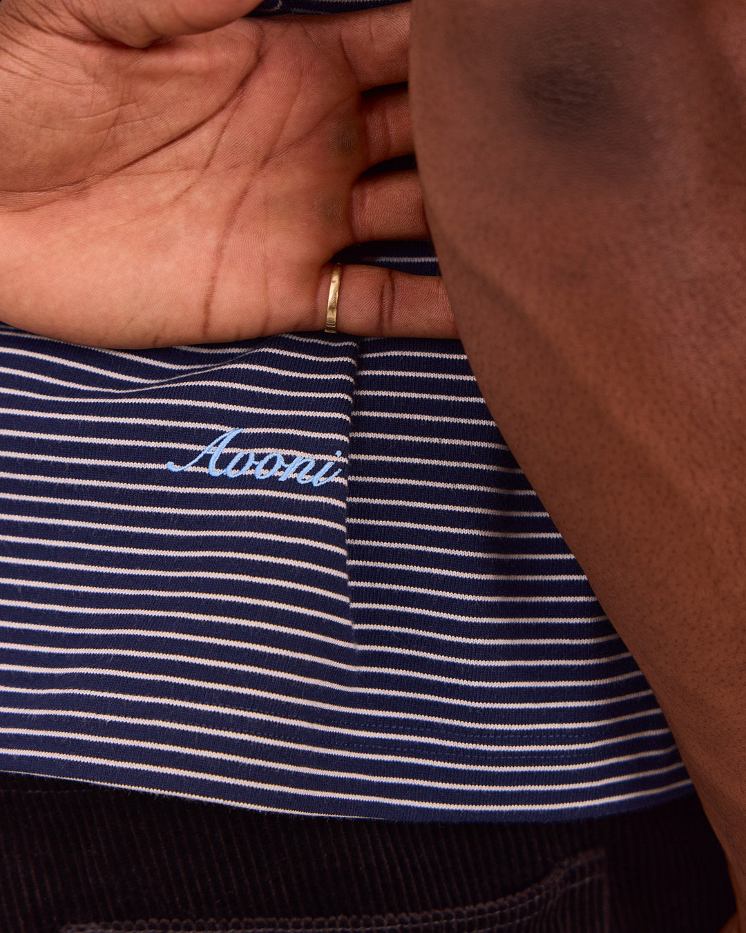 SS Boxy Tee - Small Navy Stripe