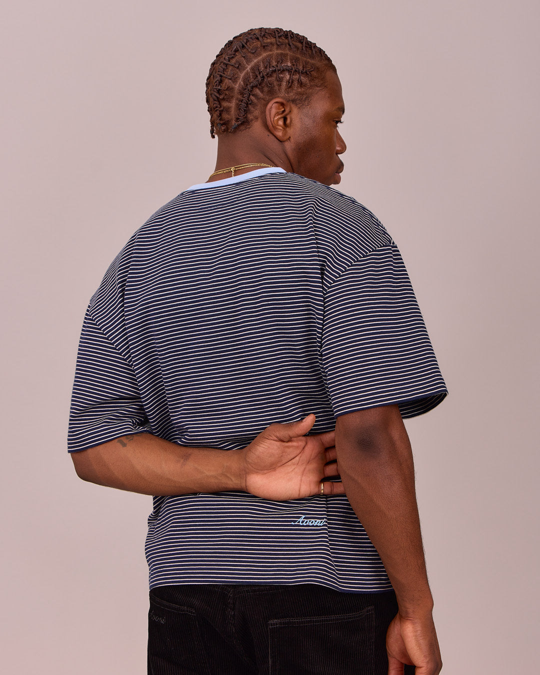 SS Boxy Tee - Small Navy Stripe