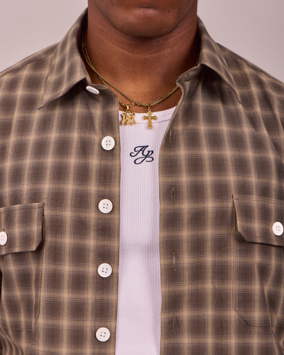 LS Checkered Shirt - Cold Brown