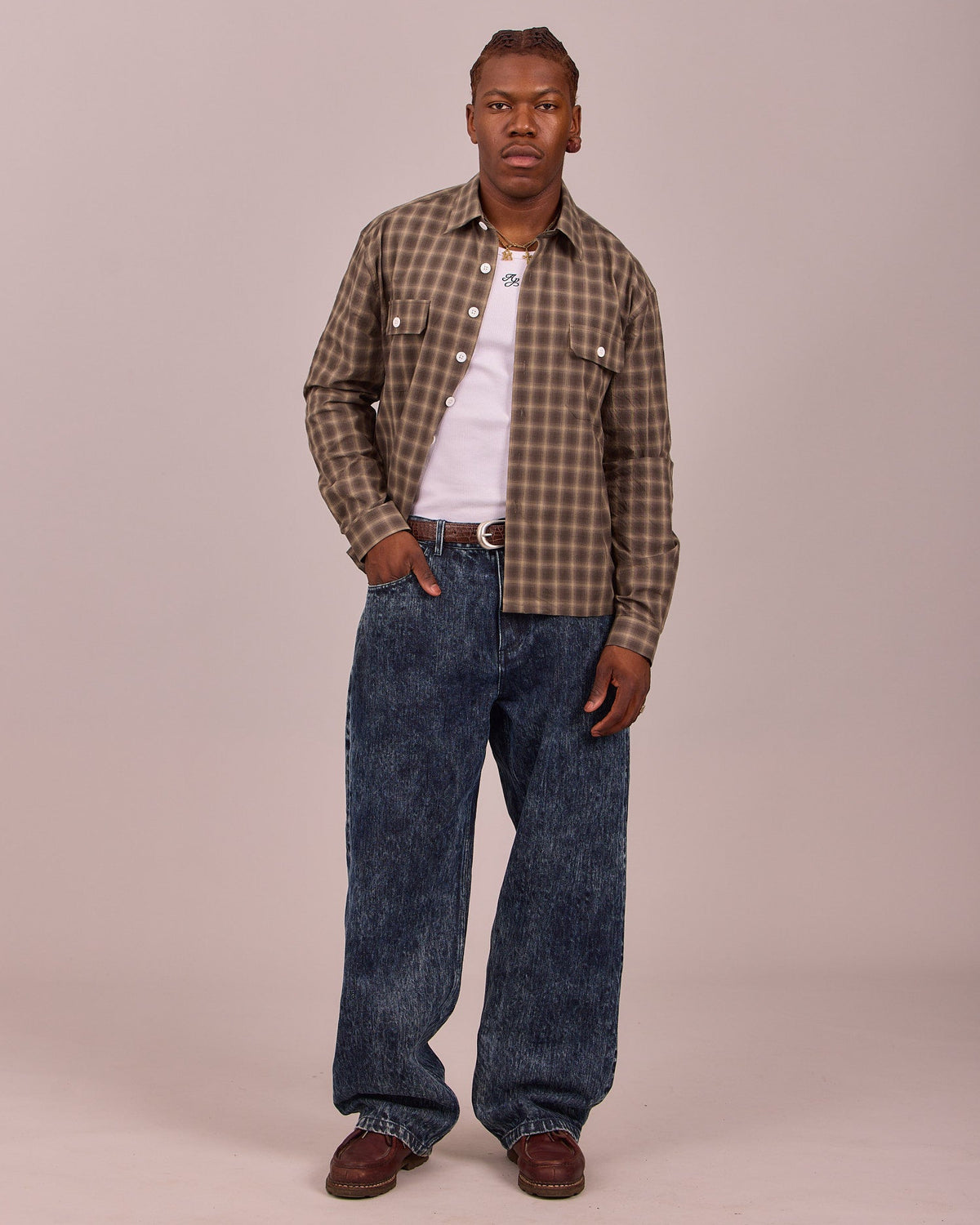 LS Checkered Shirt - Cold Brown
