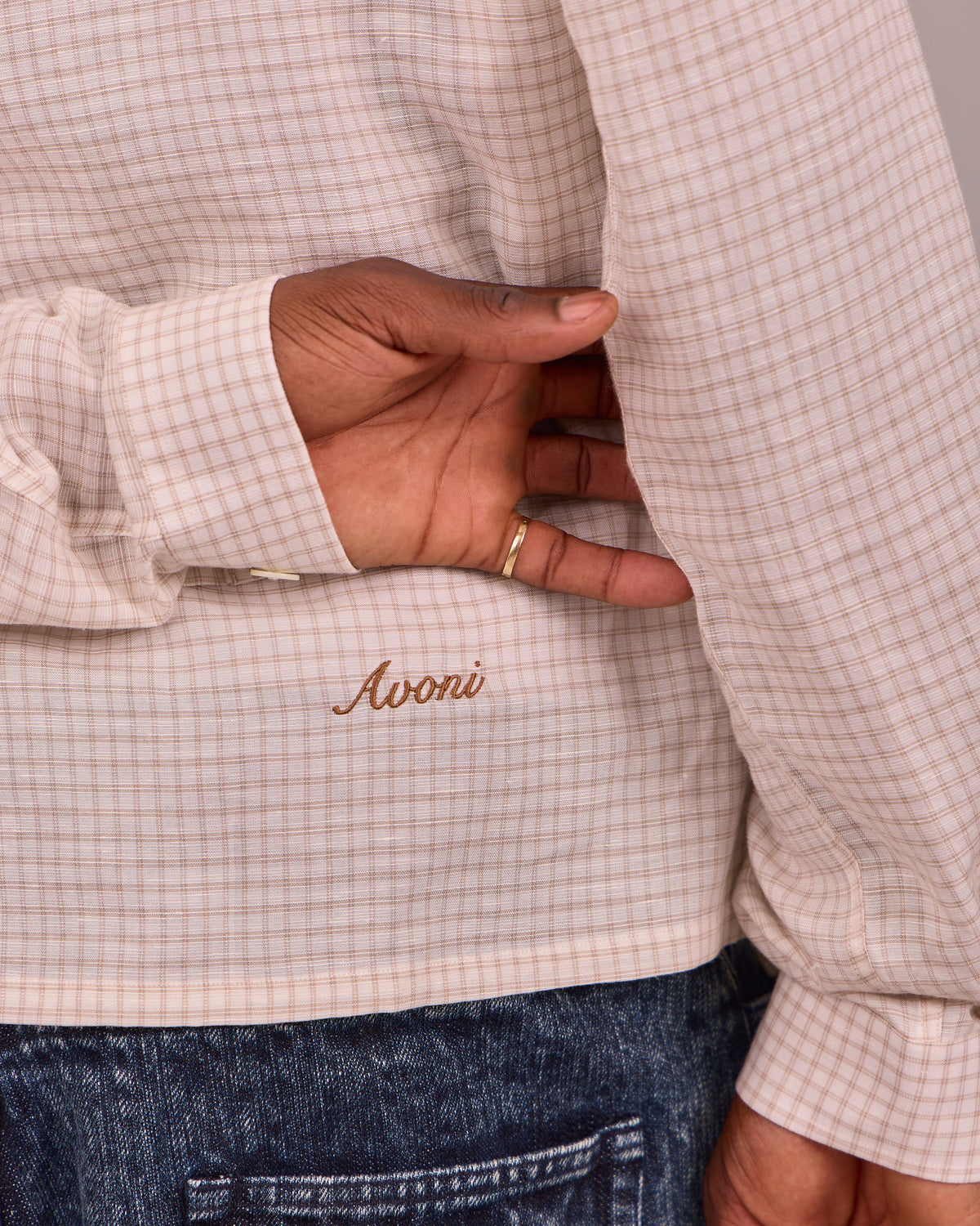 LS Checkered Shirt - Marshmallow/Silverlining