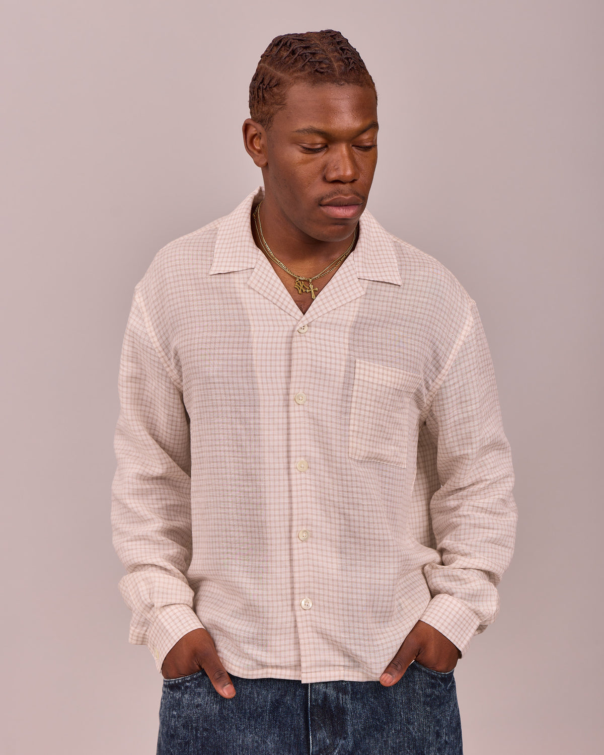 LS Checkered Shirt - Marshmallow/Silverlining