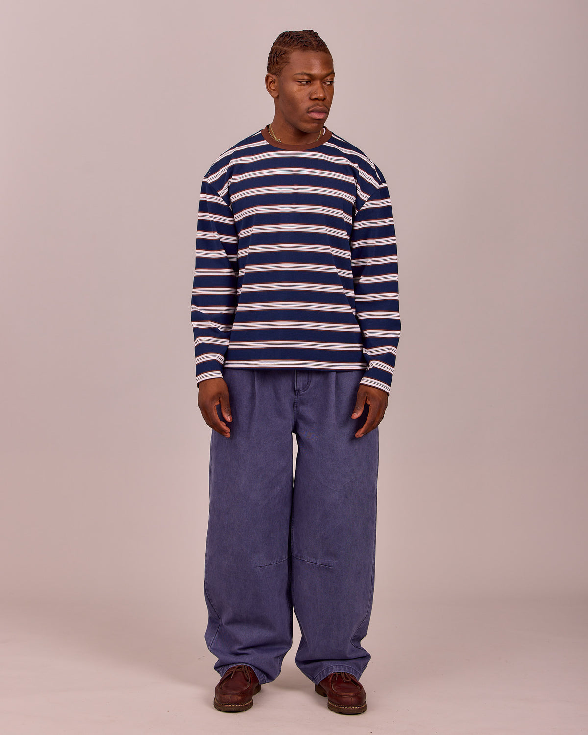 LS Classic Tee - Navy/Brown