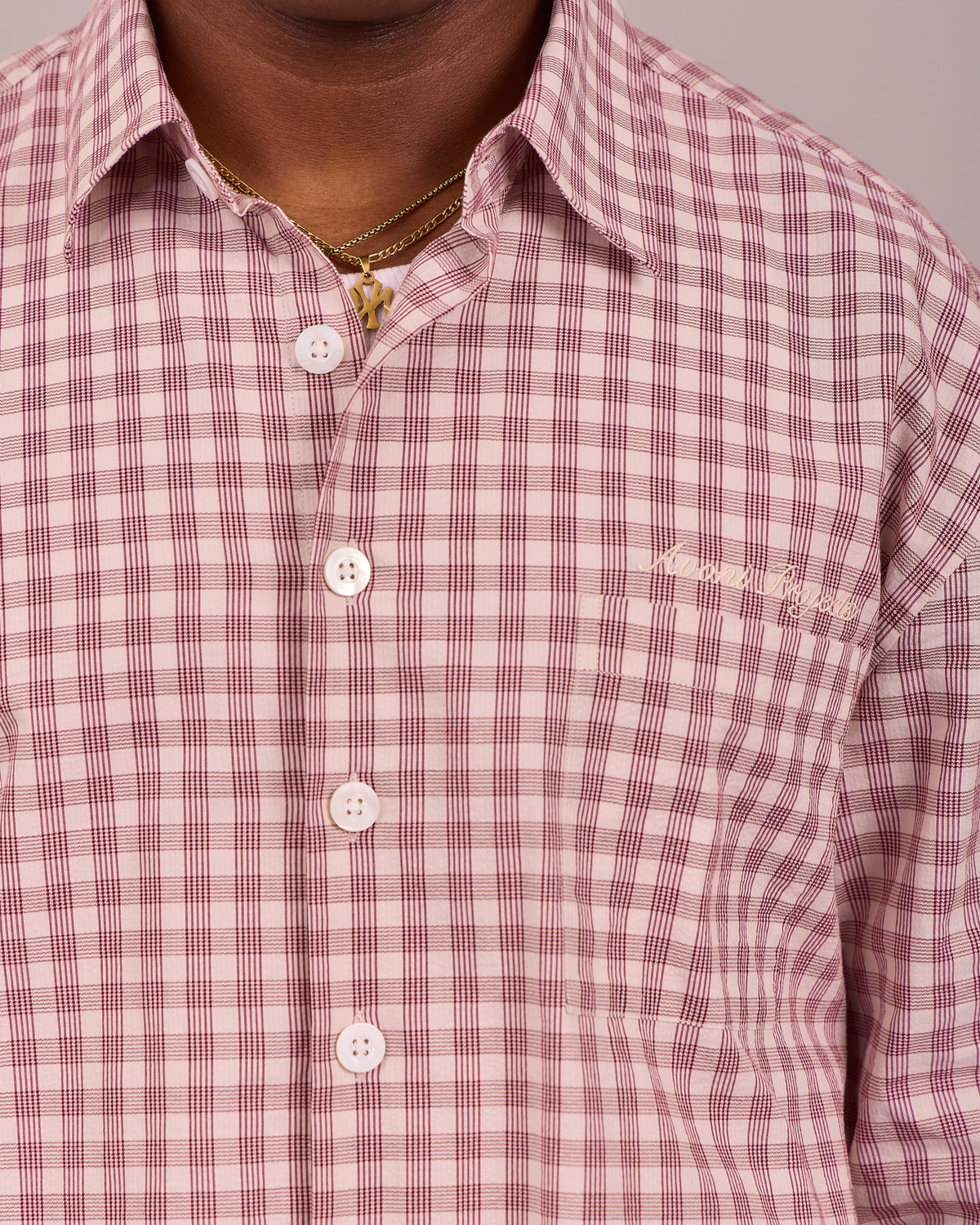 LS Checkered Shirt - Beige/Magenta