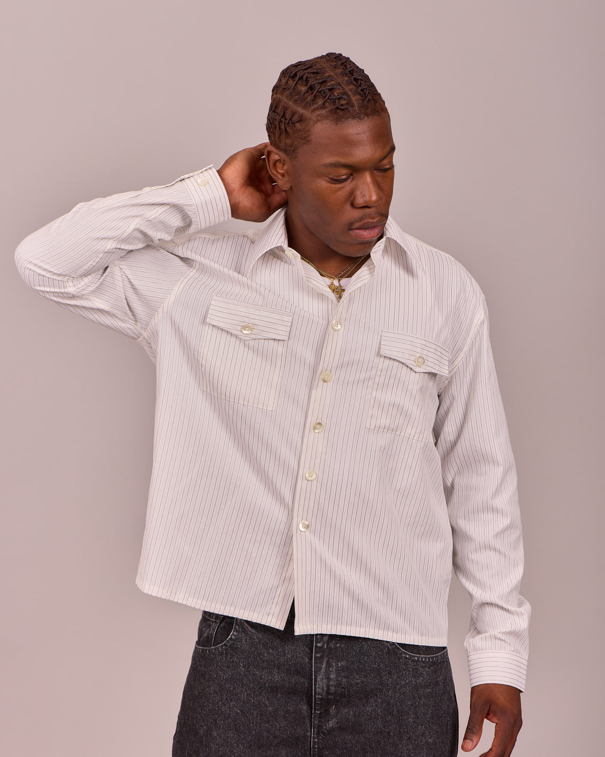 LS Striped Shirt - White
