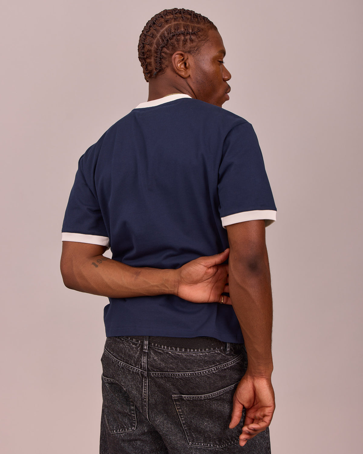 SS Star Ringer Tee - Navy/Off White