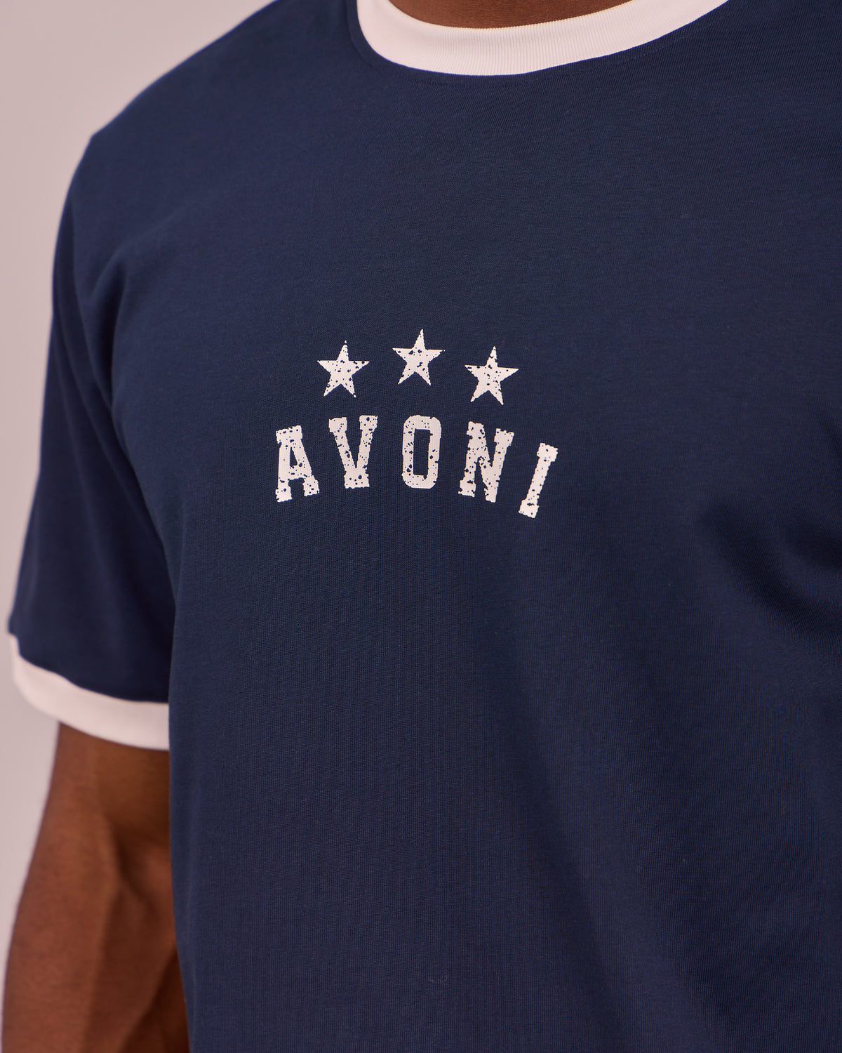 SS Star Ringer Tee - Navy/Off White