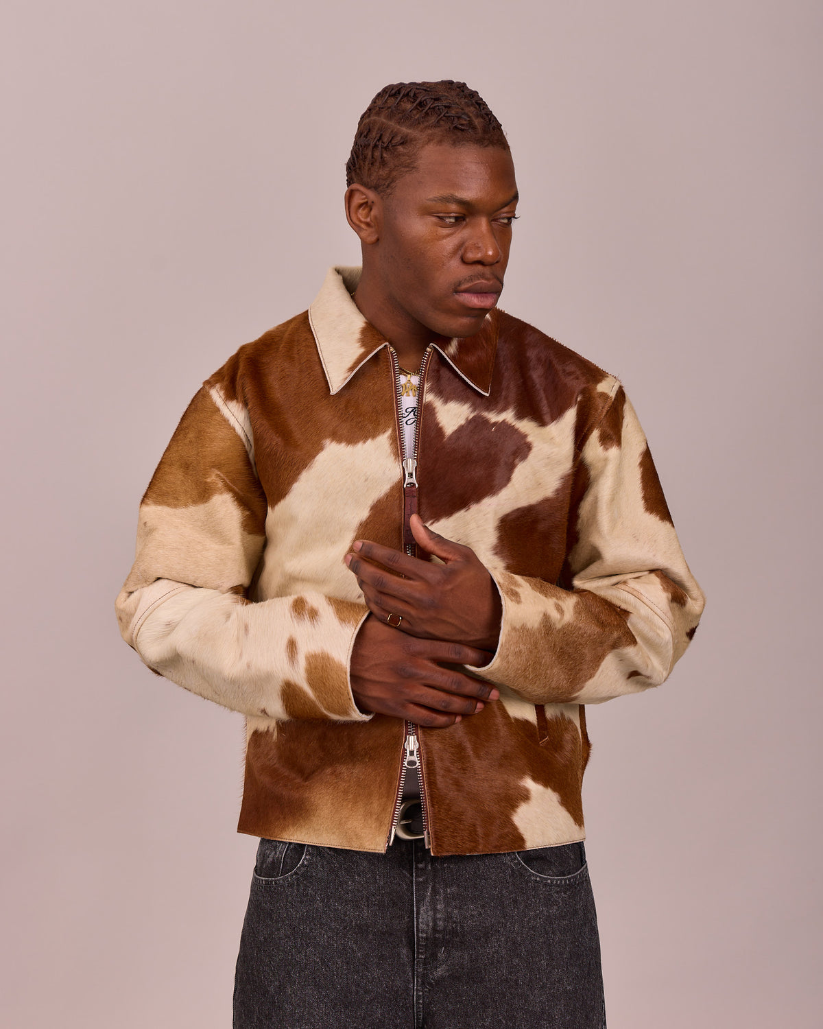Cow Leather Jacket - Cow Hair