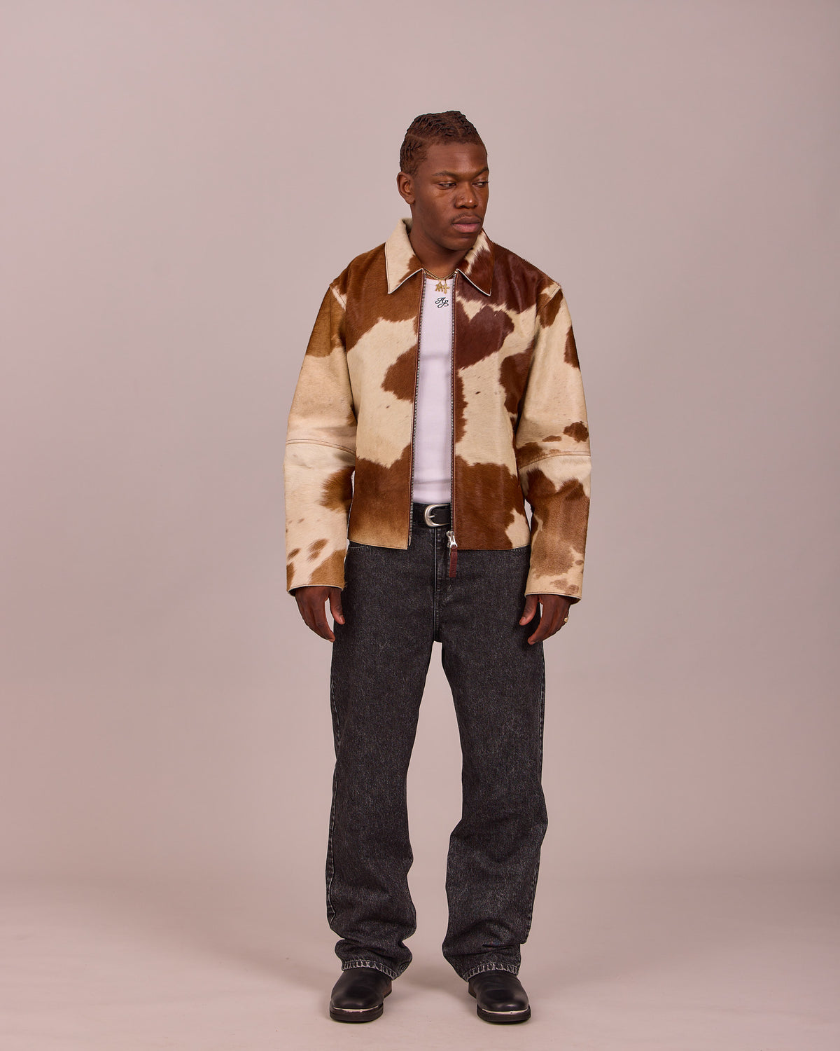 Cow Leather Jacket - Cow Hair