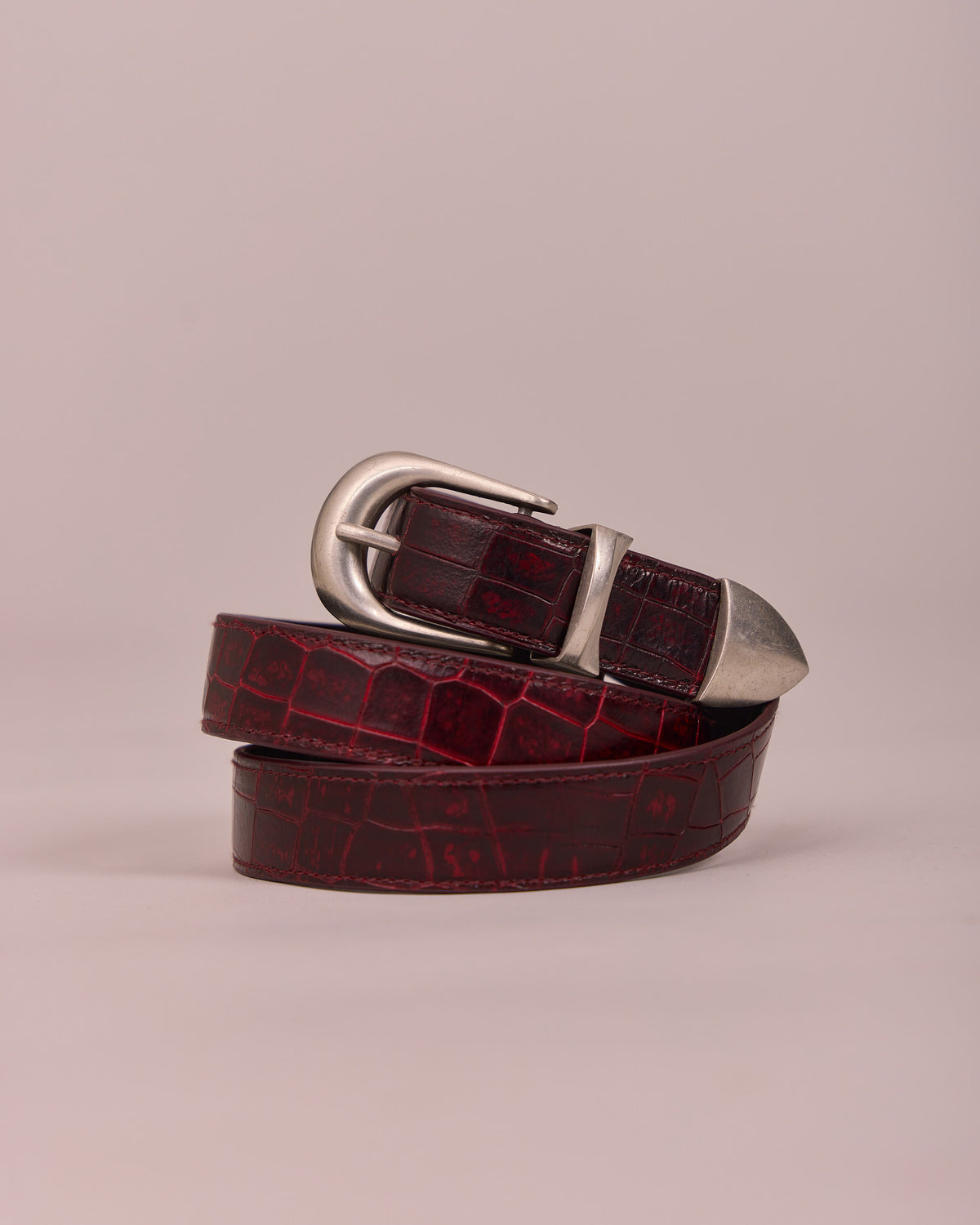 Leather Belt - Burgundy