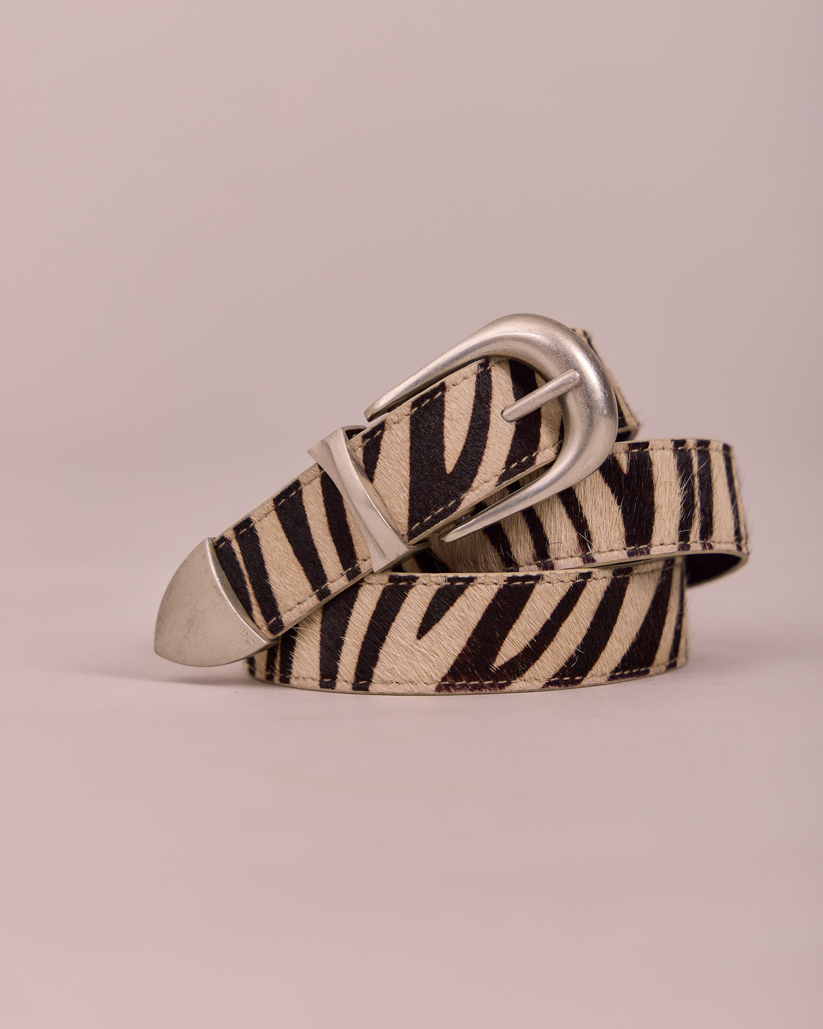 Leather Belt - Zebra Cow Hair