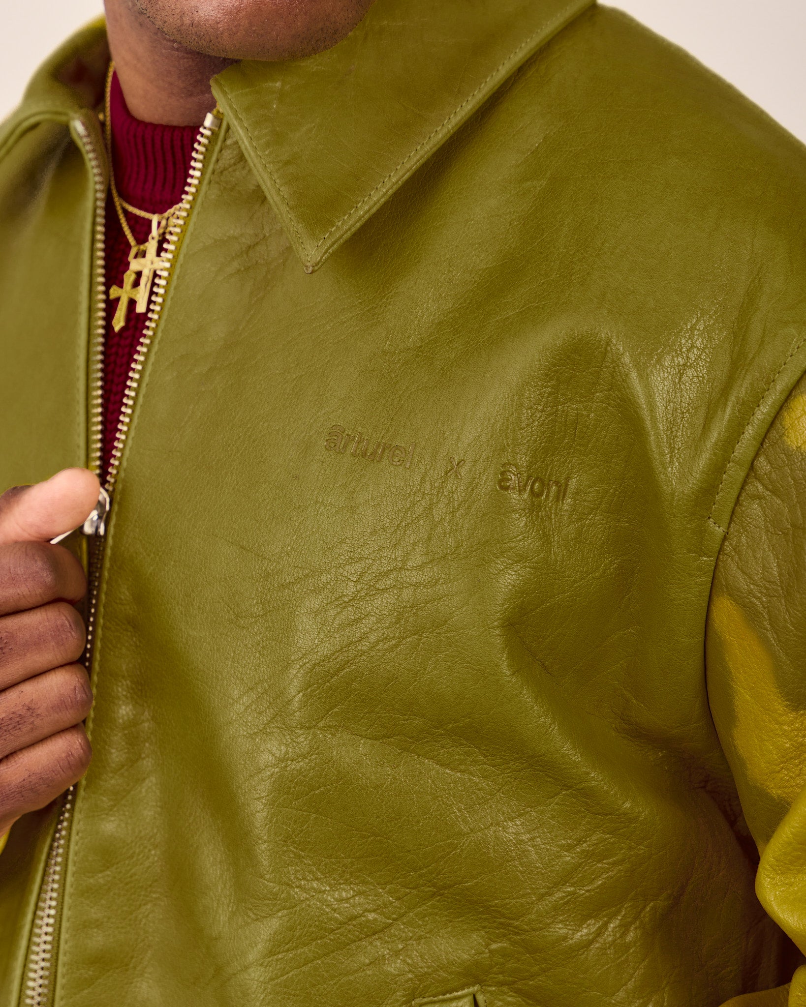 High Gloss Leather Jacket - Moss Green