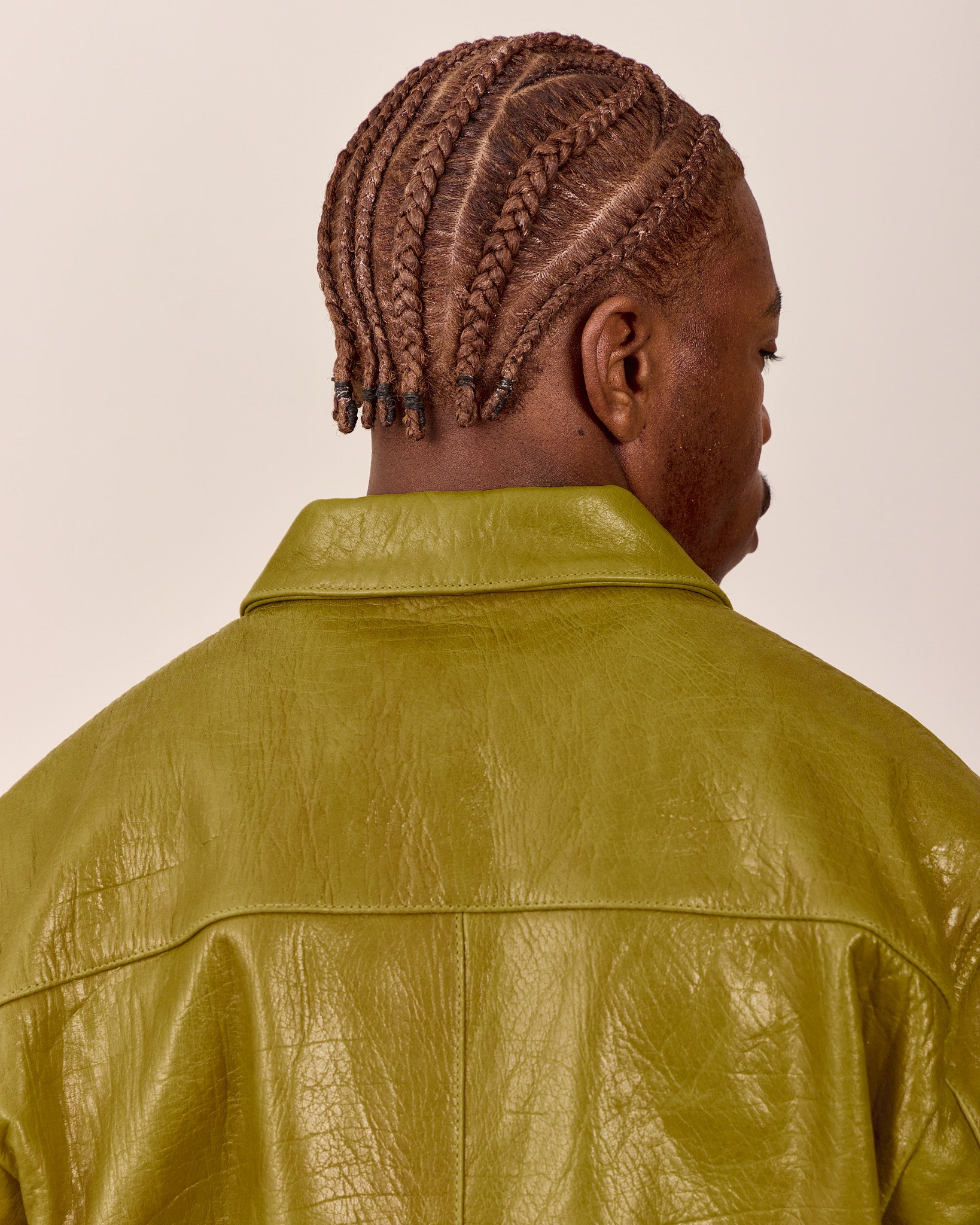 High Gloss Leather Jacket - Moss Green