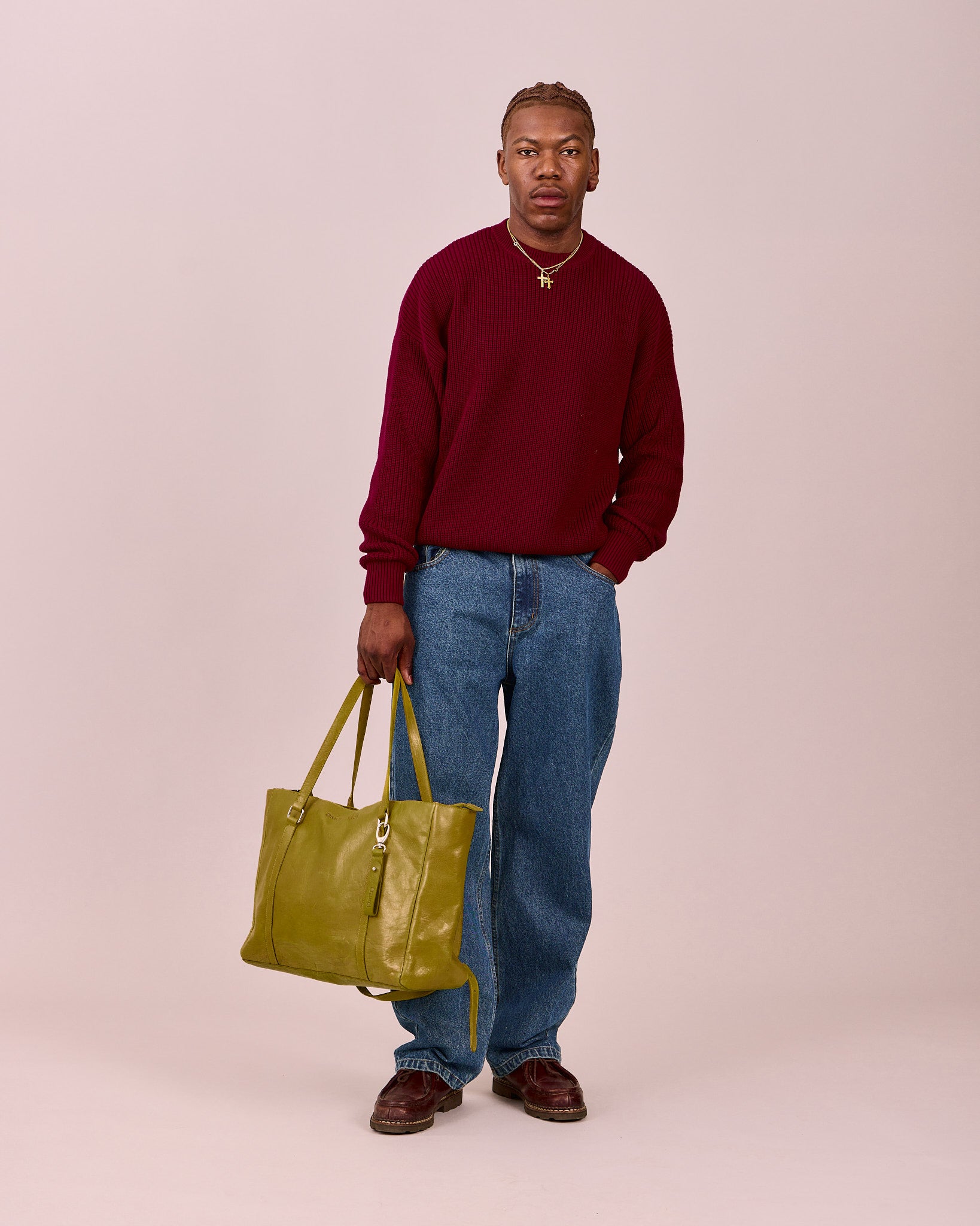 High Gloss Leather Bag - Moss Green
