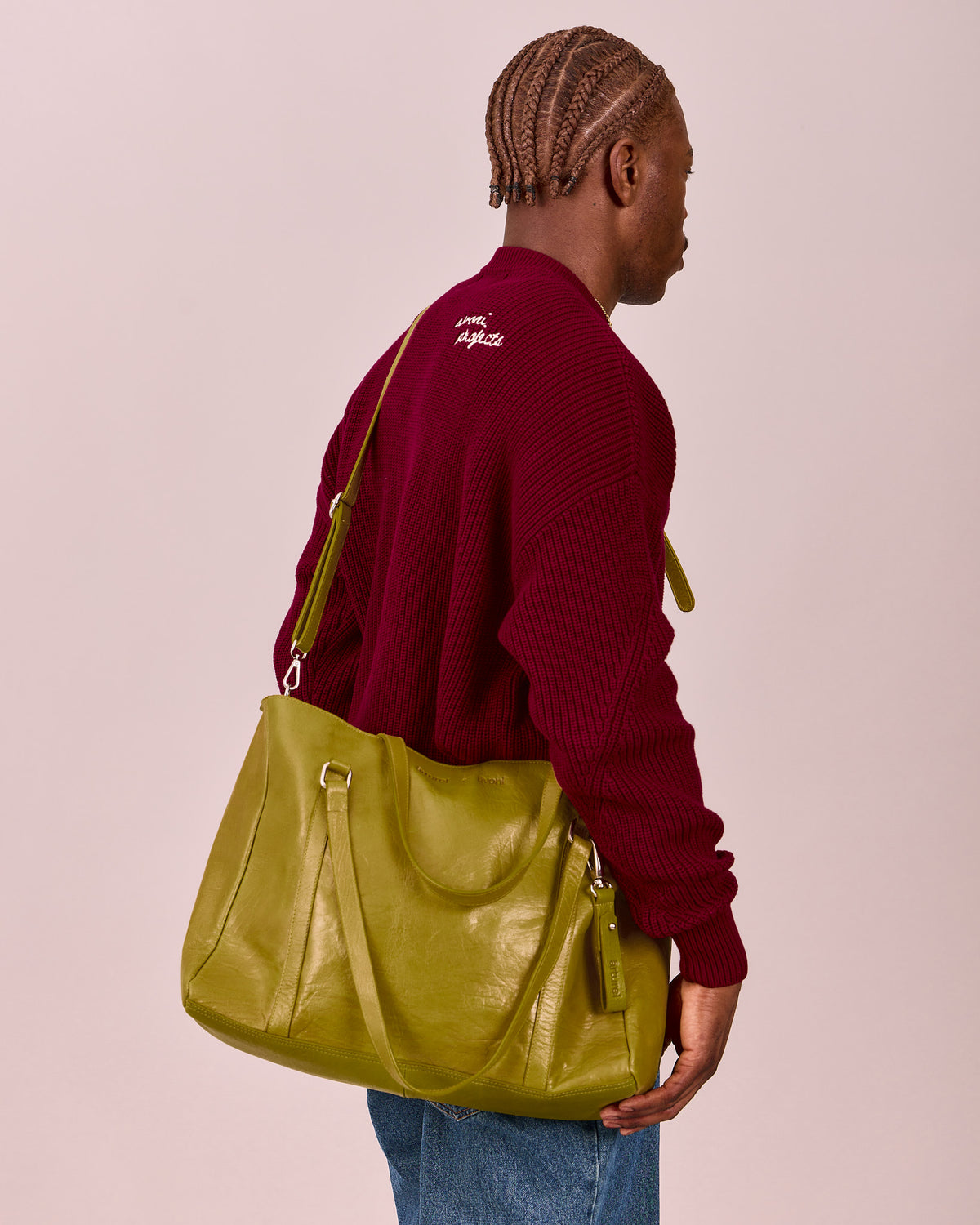 High Gloss Leather Bag - Moss Green