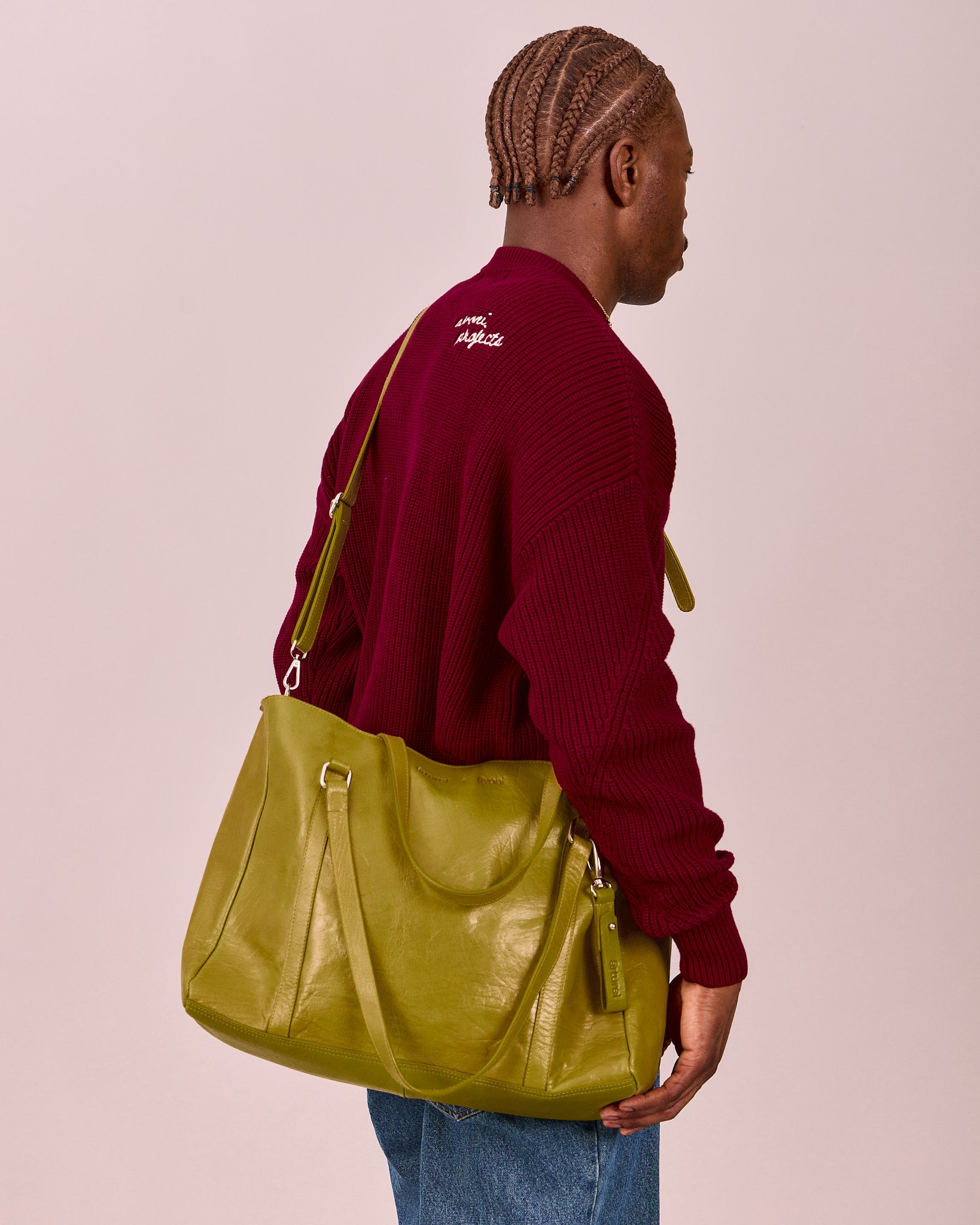 High Gloss Leather Bag - Moss Green