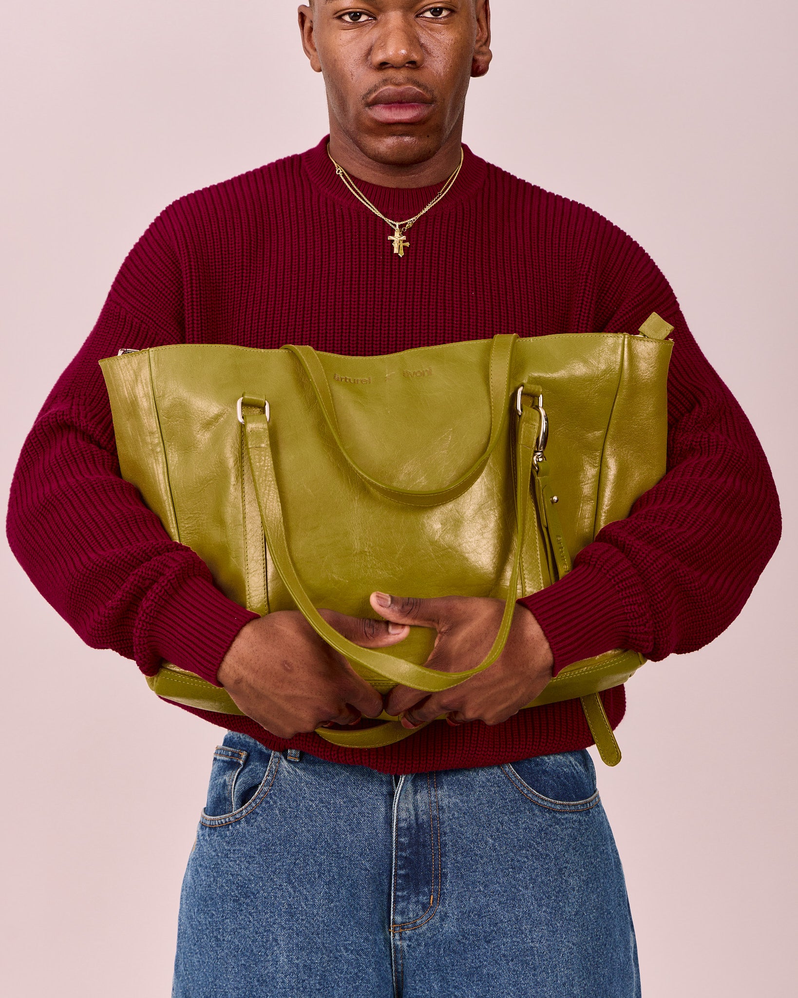 High Gloss Leather Bag - Moss Green