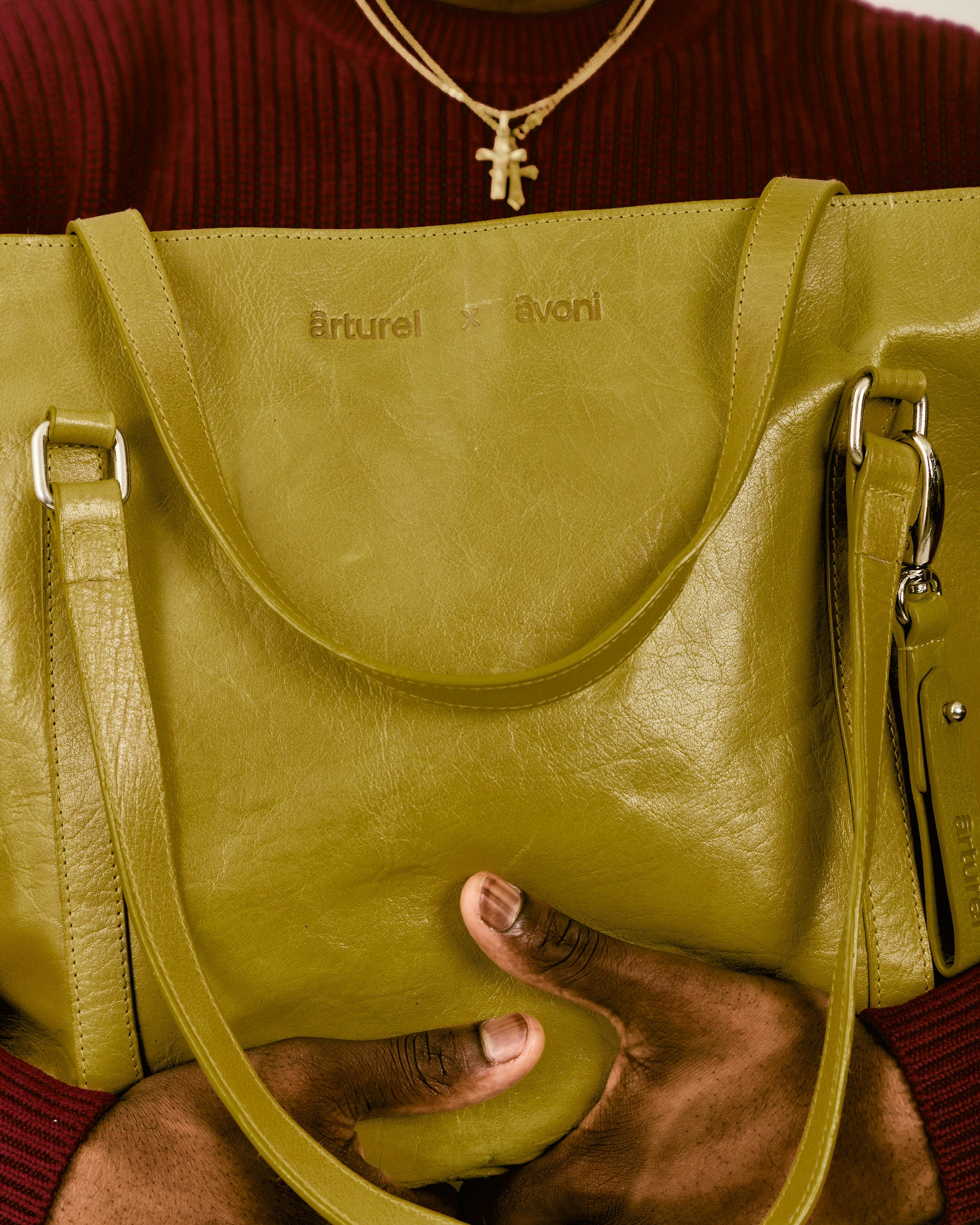 High Gloss Leather Bag - Moss Green