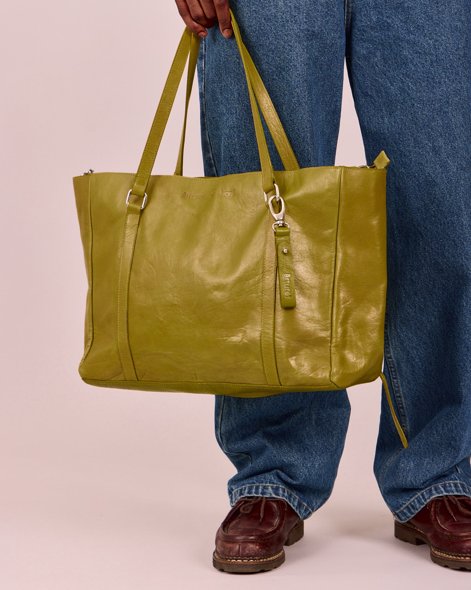 High Gloss Leather Bag - Moss Green
