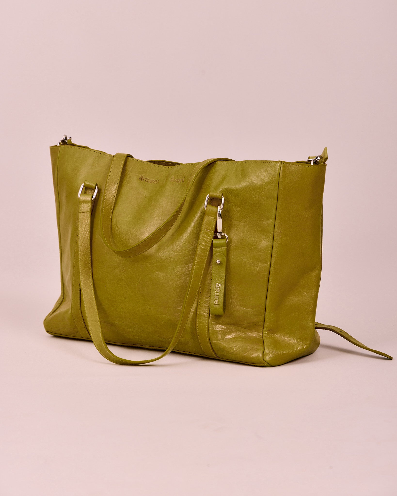 High Gloss Leather Bag - Moss Green