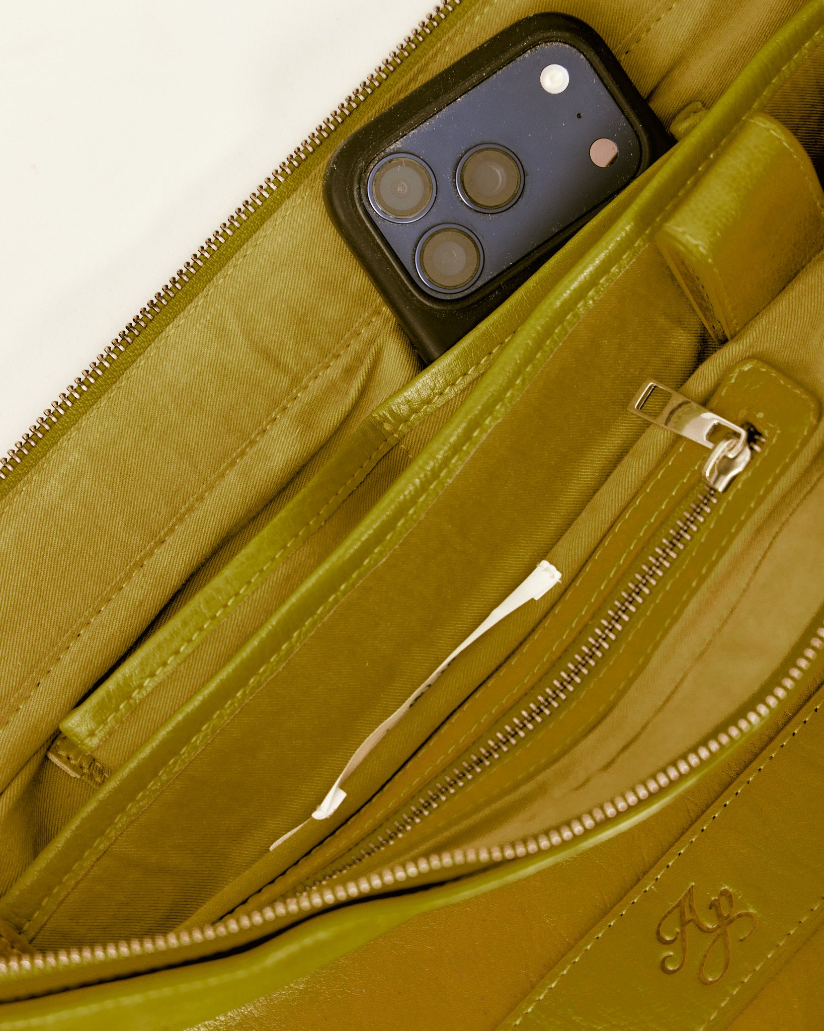 High Gloss Leather Bag - Moss Green